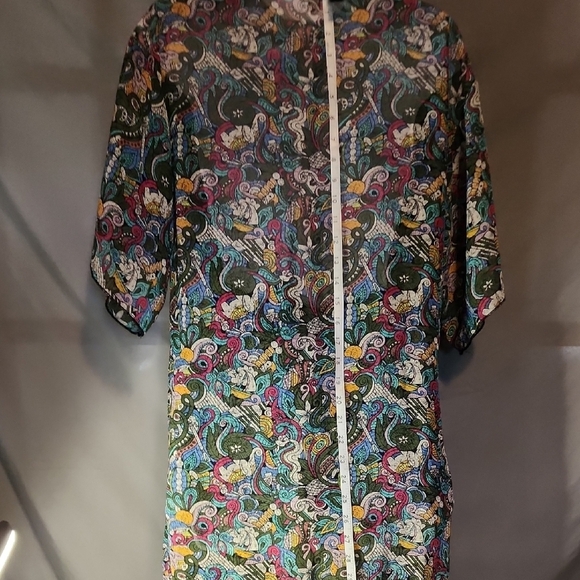 LuLaRoe Colorful Paisley Kimono with Black Trim - Picture 5 of 7